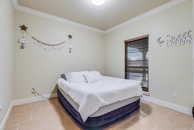 4530 Ballad Tree Dr, Corpus Christi, TX 78410 - bedroom featuring crown molding, light tile patterned floors, and baseboards