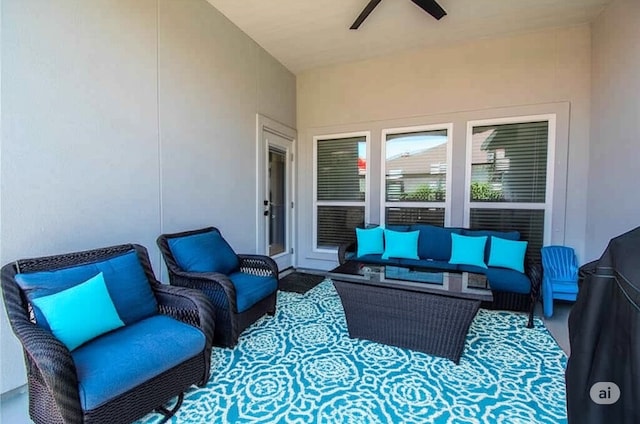 15122 Aquarius St, Corpus Christi, TX 78418 - view of patio / terrace featuring an outdoor hangout area and ceiling fan