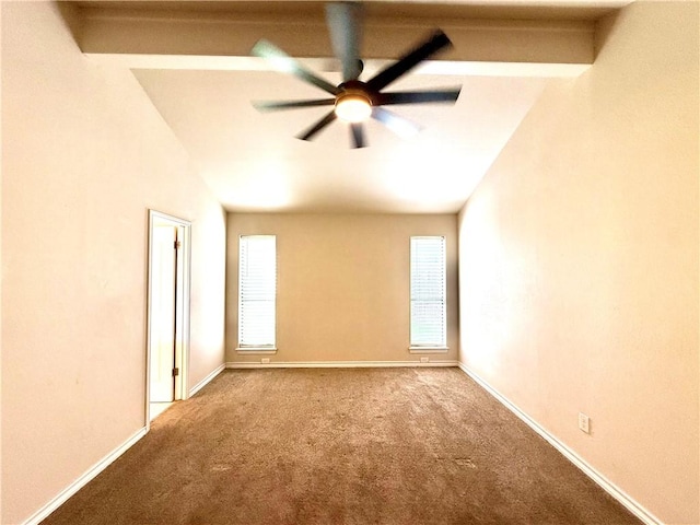3325 Hampton St, Corpus Christi, TX 78414 - empty room featuring a ceiling fan, lofted ceiling, and carpet