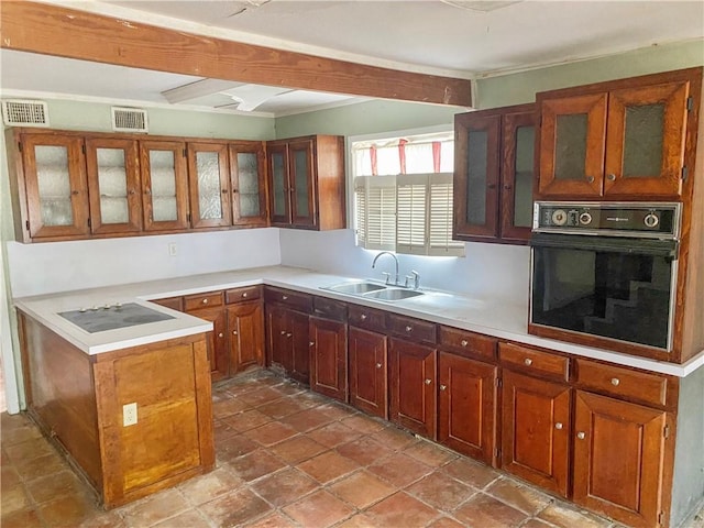 kitchen with sink and black appliances