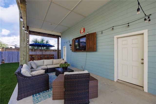 view of patio featuring an outdoor hangout area