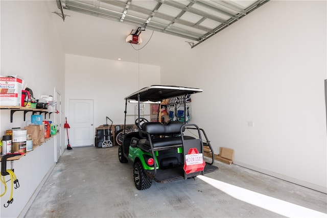 garage with a garage door opener