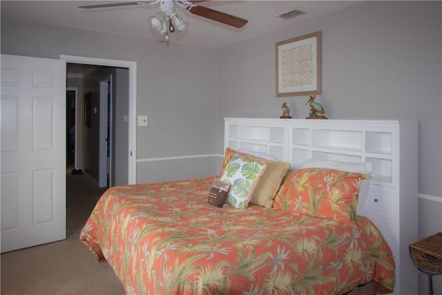 5113 Queens Ct, Corpus Christi, TX 78413 - carpeted bedroom with a ceiling fan and visible vents