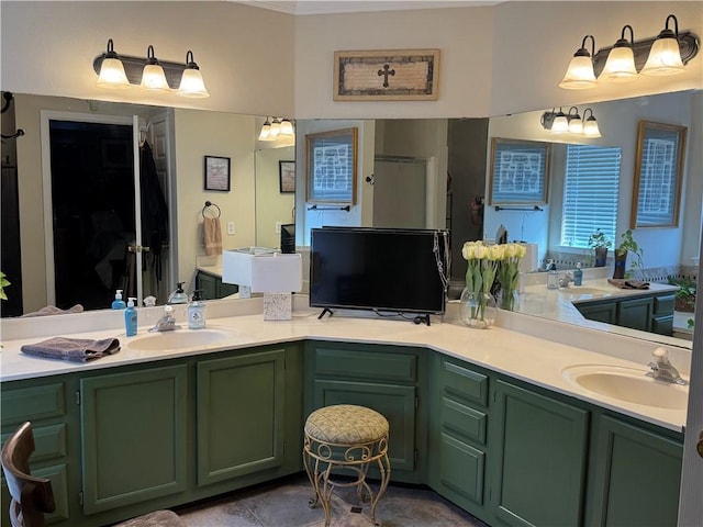 5113 Queens Ct, Corpus Christi, TX 78413 - full bathroom with double vanity and a stall shower