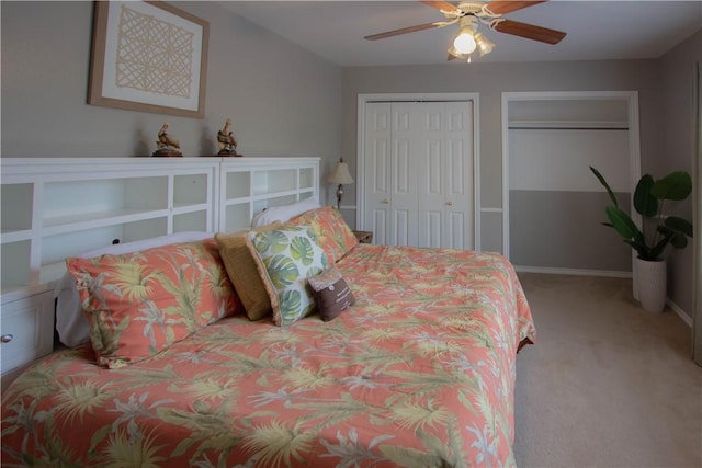 5113 Queens Ct, Corpus Christi, TX 78413 - bedroom with a ceiling fan, light carpet, and baseboards