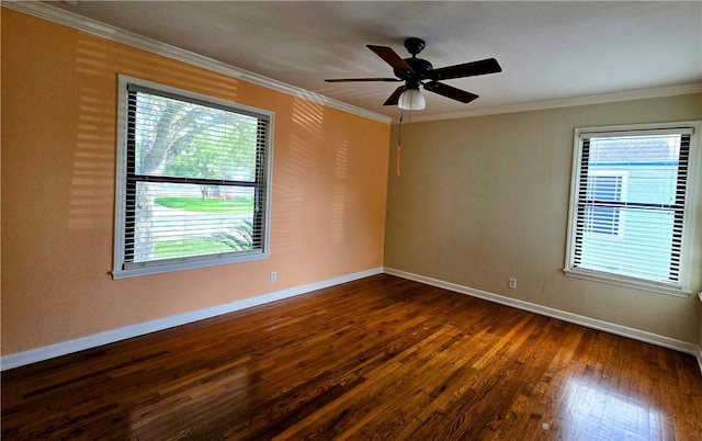 515 Deforrest St, Corpus Christi, TX 78404 - spare room with plenty of natural light, dark wood-type flooring, crown molding, and ceiling fan
