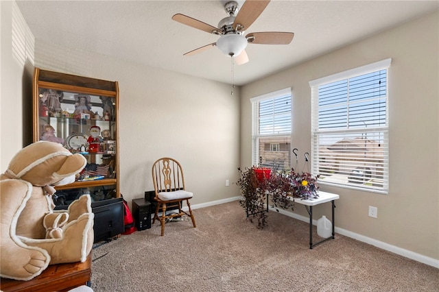 10343 Rosalina Loop, Converse, TX 78109 - sitting room with carpet and a ceiling fan