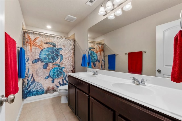 10343 Rosalina Loop, Converse, TX 78109 - bathroom featuring double vanity, tile patterned flooring, and shower / bathtub combination with curtain