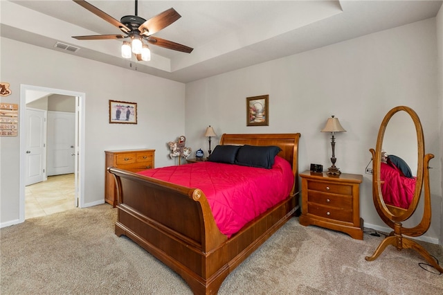 10343 Rosalina Loop, Converse, TX 78109 - bedroom featuring carpet floors, a raised ceiling, and ceiling fan
