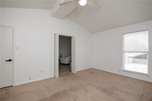 212 San Saba Dr, Portland, TX 78374 - unfurnished bedroom featuring lofted ceiling with beams, carpet floors, and multiple windows