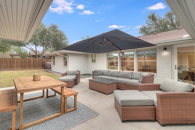 view of patio featuring an outdoor living space