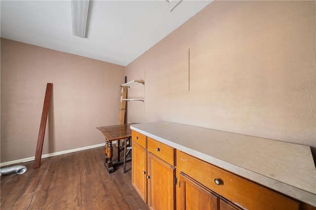 interior space with dark hardwood / wood-style flooring