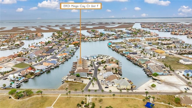 13901 Mingo Cay Ct Unit F, Corpus Christi, TX 78418 - aerial overview of property's location featuring a nearby body of water and nearby suburban area