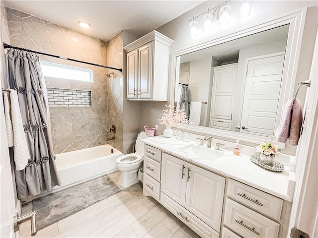 8137 Berenstain Dr, Corpus Christi, TX 78414 - full bathroom featuring shower / bath combination with curtain, toilet, and vanity