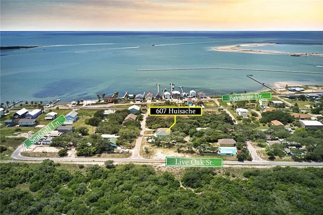 607 Huisache Lane, Ingleside On The Bay, TX 78362 - aerial view at dusk of a water view