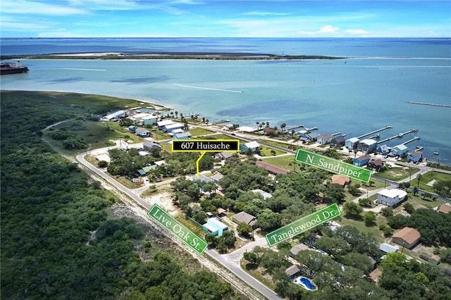 607 Huisache Lane, Ingleside On The Bay, TX 78362 - aerial view of property and surrounding area with a nearby body of water
