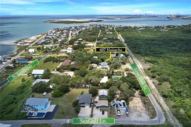 607 Huisache Lane, Ingleside On The Bay, TX 78362 - aerial overview of property's location featuring a large body of water