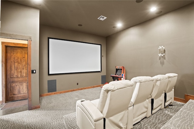 5502 E Riverview Dr, Corpus Christi, TX 78410 - carpeted home theater with baseboards and recessed lighting