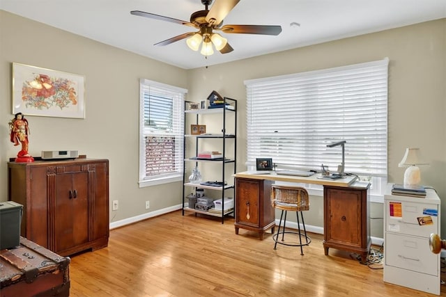 934 Cunningham St, Corpus Christi, TX 78411 - home office with a ceiling fan and light wood-style floors