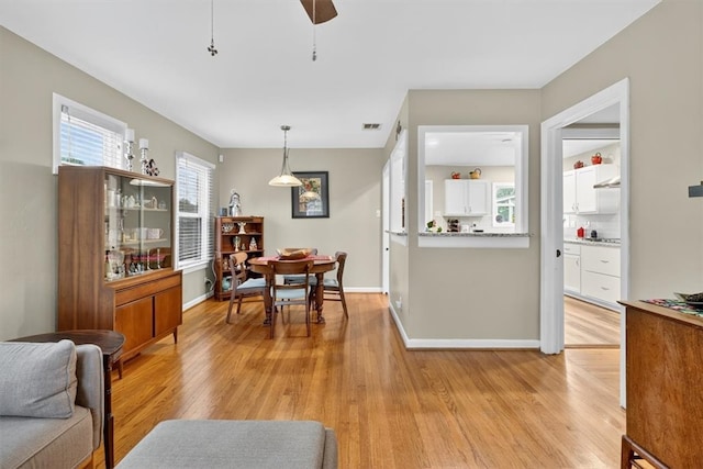 934 Cunningham St, Corpus Christi, TX 78411 - dining room featuring light wood-type flooring and a ceiling fan