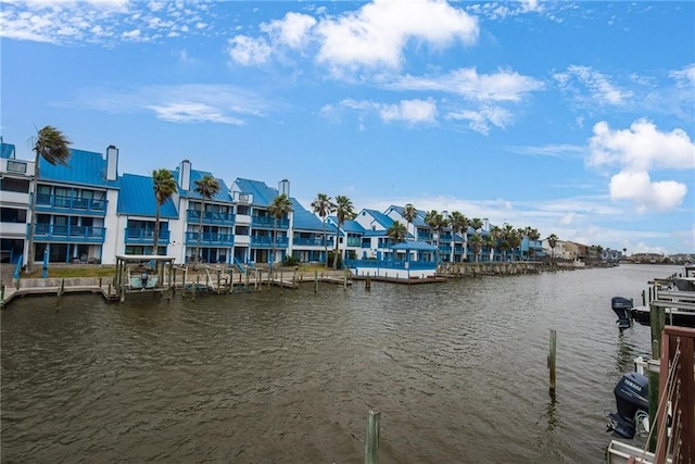 dock area featuring a water view