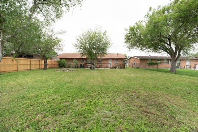 view of yard with a fenced backyard