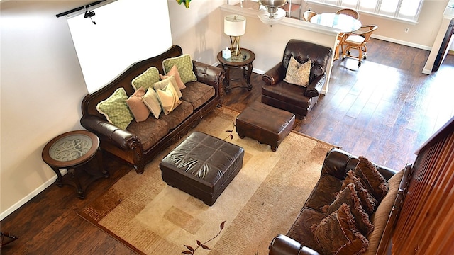 living room with hardwood / wood-style floors