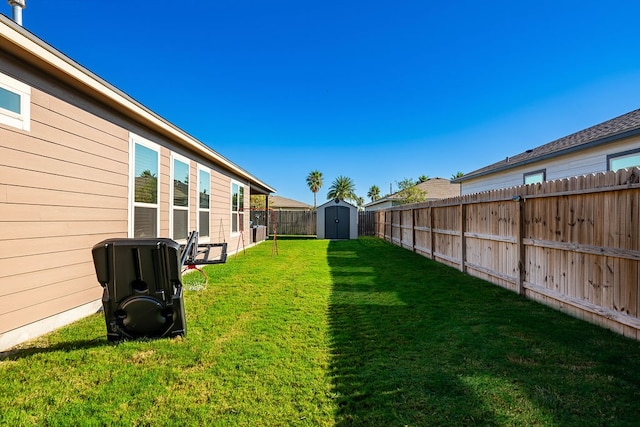 view of yard featuring a shed