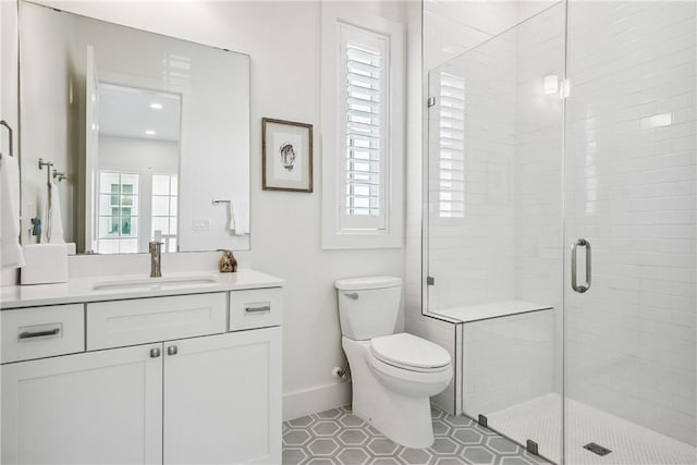 320 S Shore Dr, Port Aransas, TX 78373 - full bath with vanity, a stall shower, and tile patterned flooring