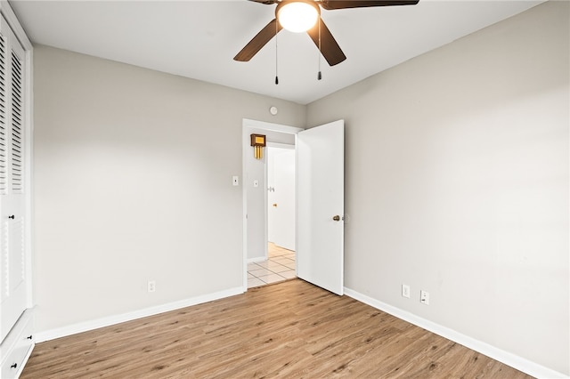 4249 Dody St, Corpus Christi, TX 78411 - unfurnished bedroom featuring light wood-type flooring, a closet, and ceiling fan