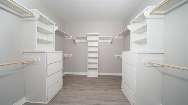 walk in closet featuring light hardwood / wood-style floors