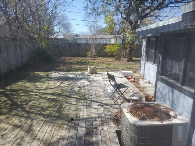 view of patio / terrace featuring central AC unit and a deck