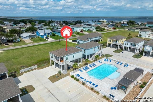 111 Great Chagos, Rockport, TX 78382 - aerial view of residential area with a pool area