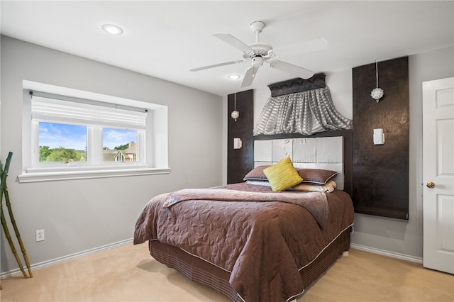 4705 Grand Lake Dr, Corpus Christi, TX 78413 - carpeted bedroom with recessed lighting and a ceiling fan