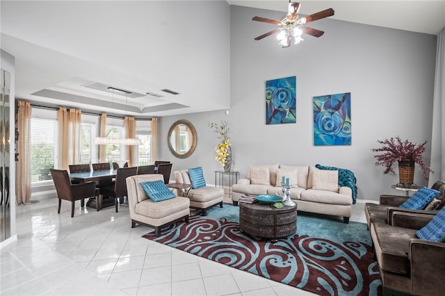 4705 Grand Lake Dr, Corpus Christi, TX 78413 - living area featuring ceiling fan and tile patterned floors