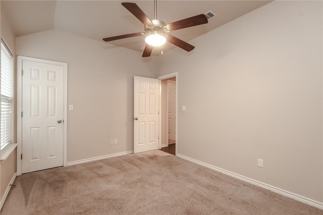 7717 Cattlemen Dr, Corpus Christi, TX 78414 - unfurnished bedroom featuring lofted ceiling, carpet, baseboards, and ceiling fan