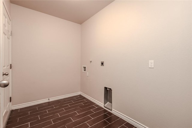 7717 Cattlemen Dr, Corpus Christi, TX 78414 - laundry room featuring electric dryer hookup, baseboards, hookup for a washing machine, and wood finish floors
