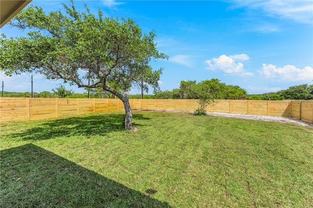 view of yard featuring a fenced backyard