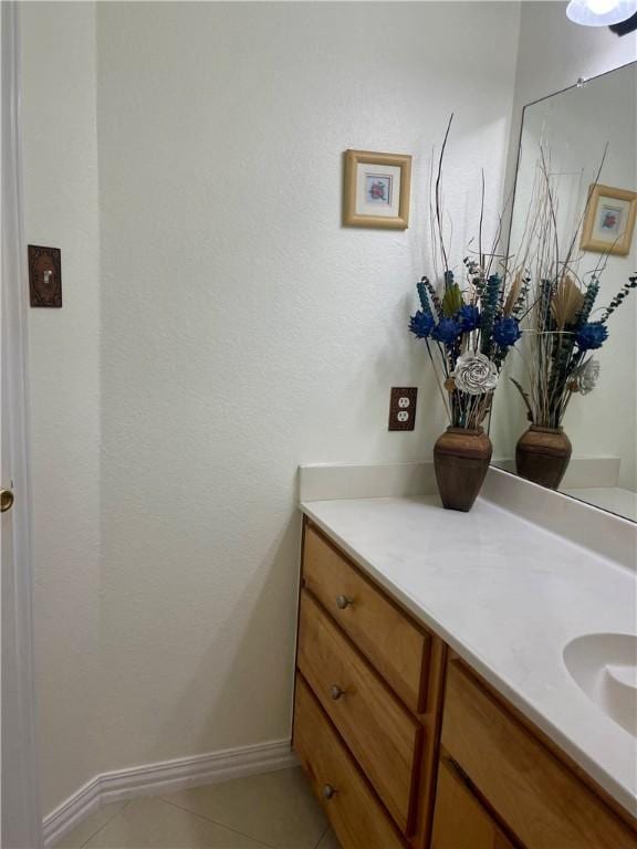 2237 Sunset Cliff Dr, Ingleside, TX 78362 - bathroom with vanity, tile patterned flooring, and baseboards