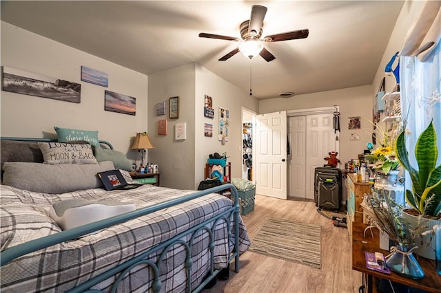 606 N Ironwood Ave, Bishop, TX 78343 - bedroom featuring light wood-style floors and ceiling fan