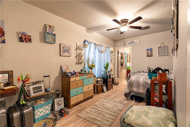 606 N Ironwood Ave, Bishop, TX 78343 - bedroom featuring light wood-style flooring and ceiling fan