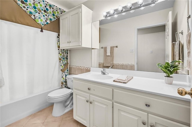 15658 Cumana Dr, Corpus Christi, TX 78418 - bathroom featuring vanity, tile patterned floors, and shower / bathtub combination with curtain