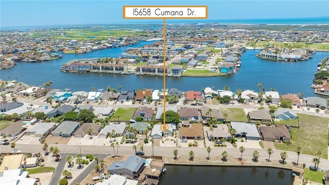 15658 Cumana Dr, Corpus Christi, TX 78418 - aerial view of residential area featuring a large body of water
