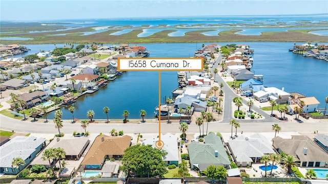 15658 Cumana Dr, Corpus Christi, TX 78418 - aerial perspective of suburban area with a large body of water