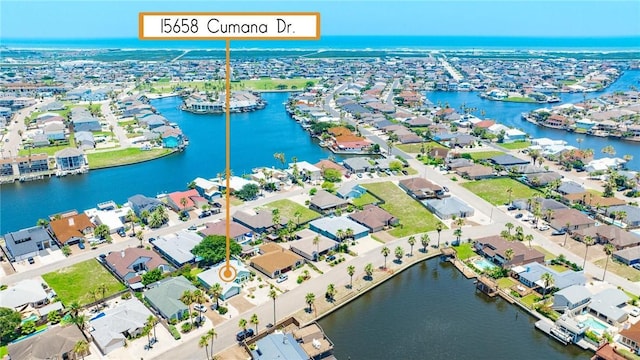 15658 Cumana Dr, Corpus Christi, TX 78418 - aerial view of residential area featuring a nearby body of water