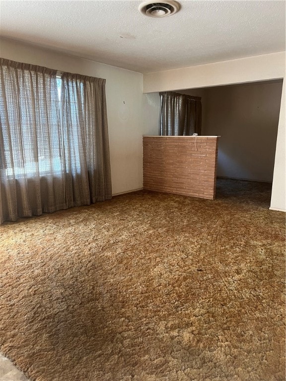 spare room featuring a textured ceiling and carpet floors