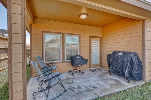 view of patio with area for grilling