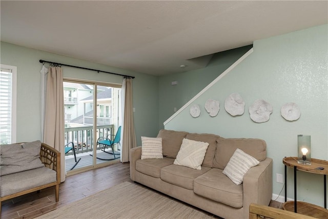 living area featuring wood finished floors