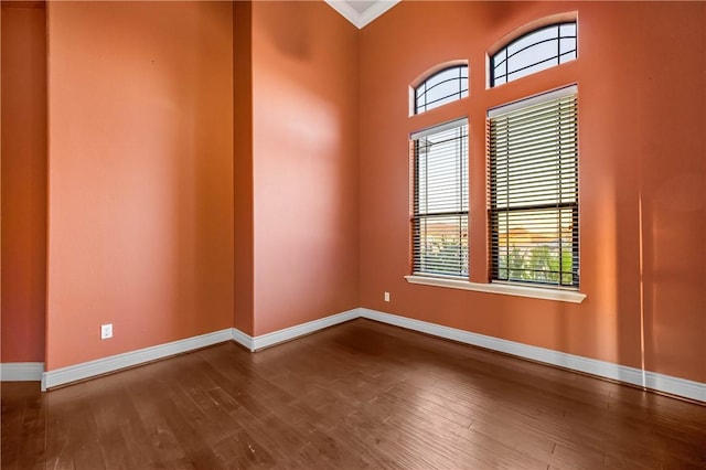 spare room featuring ornamental molding and hardwood / wood-style floors