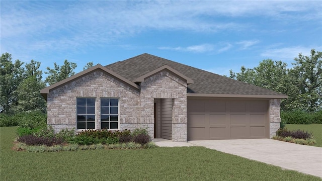 3410 Latin Ct, Corpus Christi, TX 78414 - view of front of home featuring driveway, a garage, roof with shingles, and a front yard